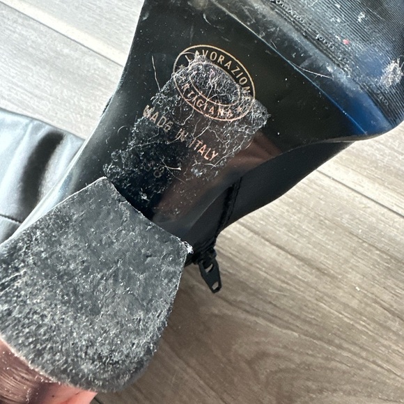 Lavorazione Artigiana Black Leather Women's Boots Made in Italy 38 - Picture 9 of 12